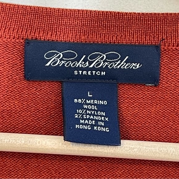 Brooks Brothers Mens Merino Wool V Neck Pullover Sweater Size L Reddish Brown - Picture 6 of 7